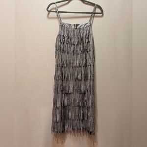 Silver Fringe Slip Dress